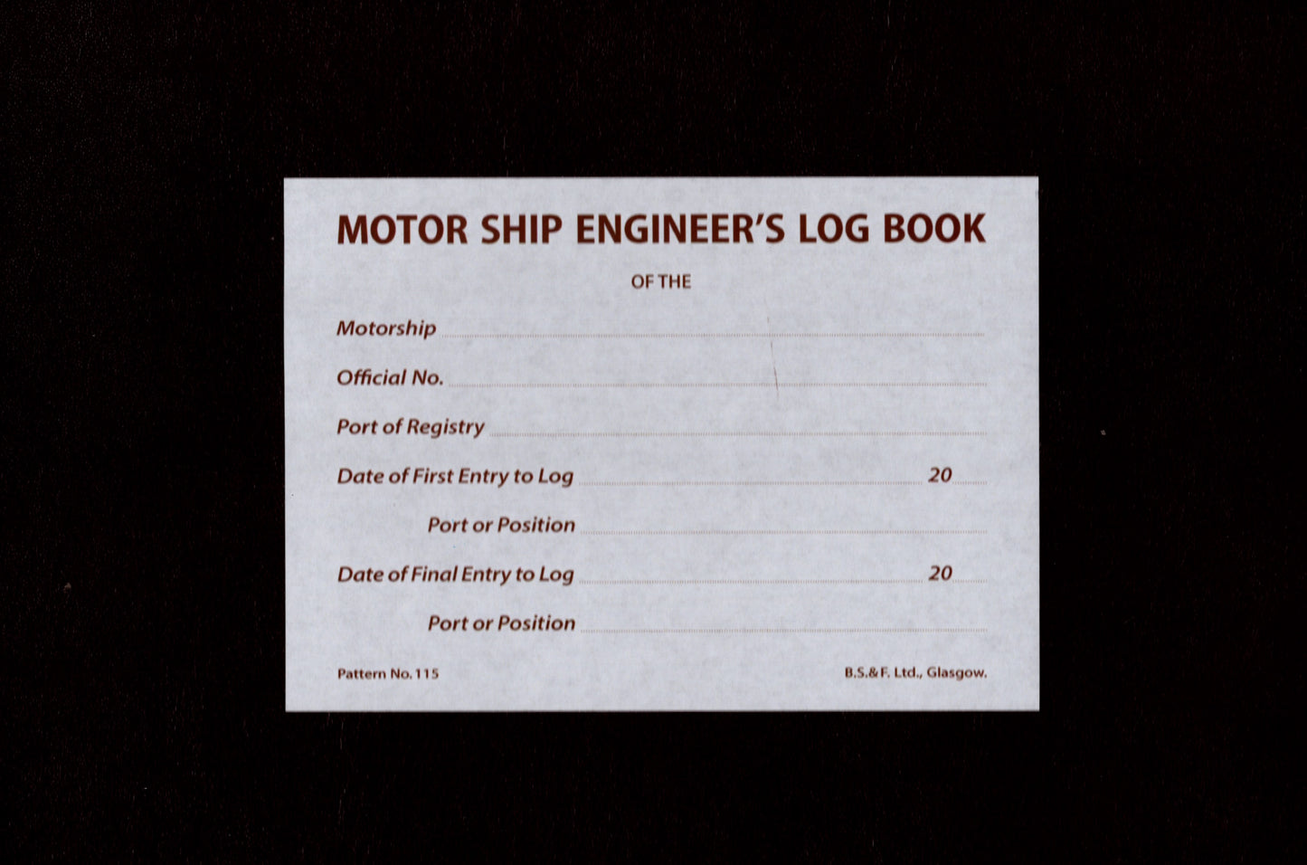 Motor ship engeneer's log book