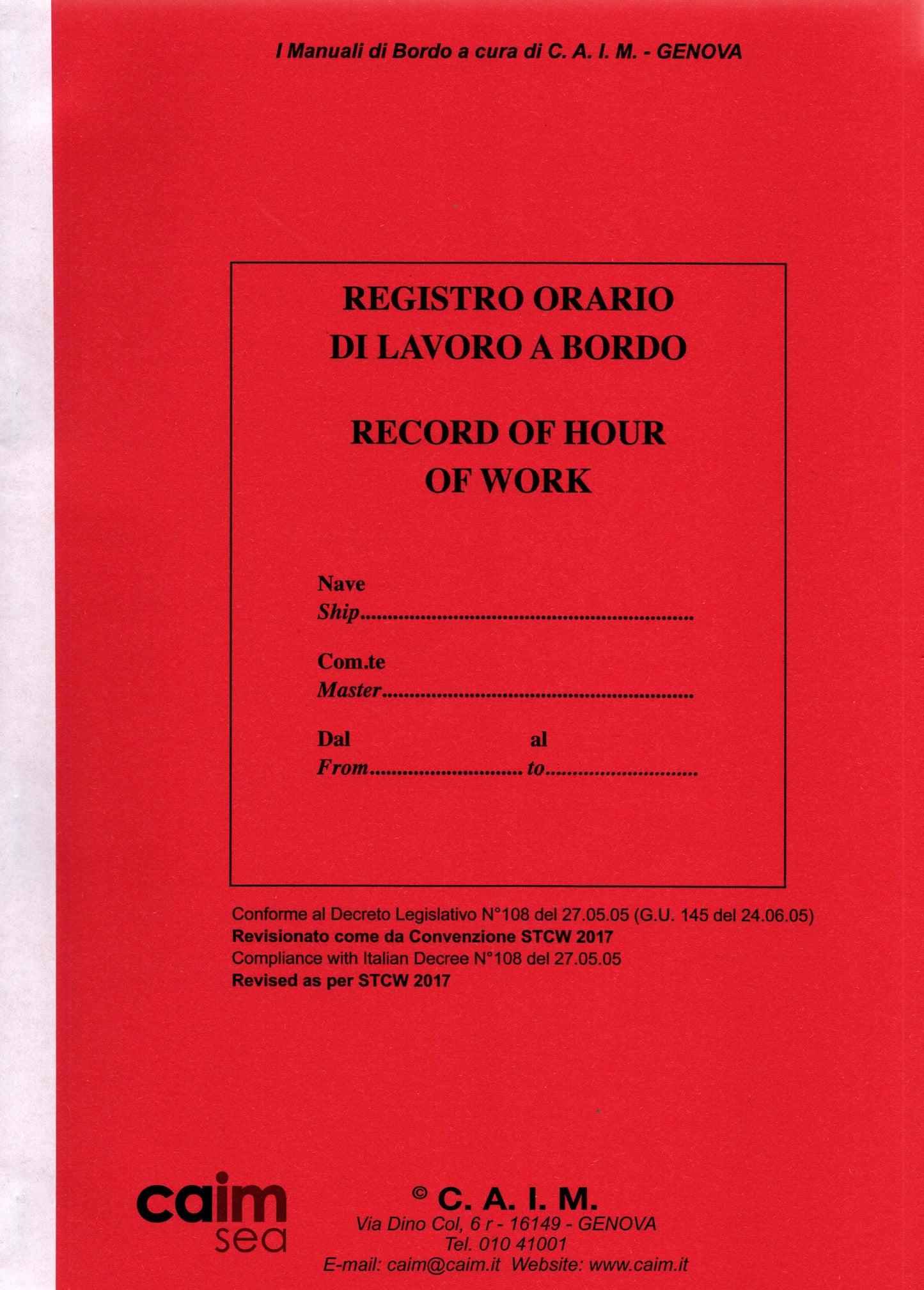Registro orario di lavoro - record of hour of work