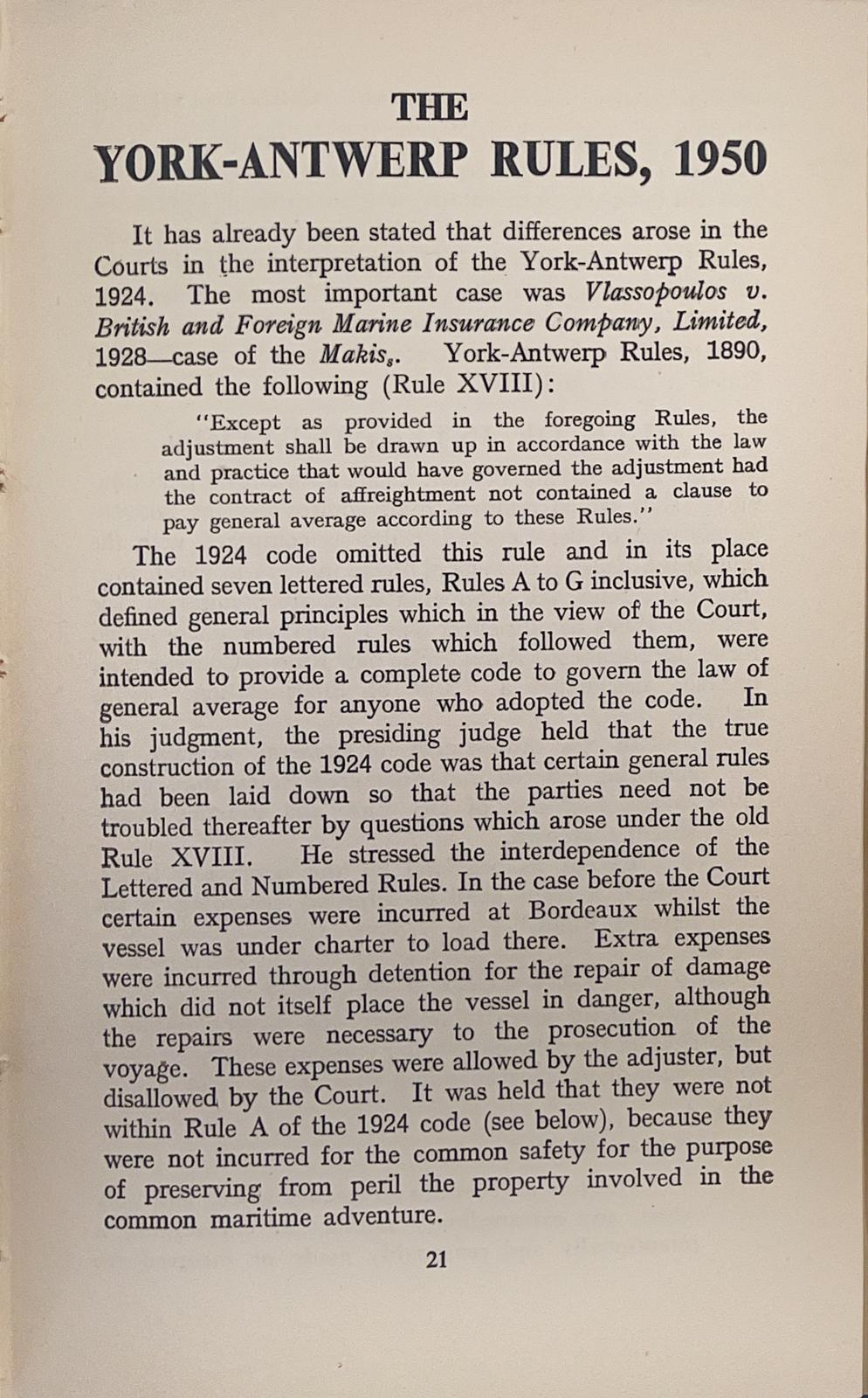 General average and the york-antwerp rules, 1950