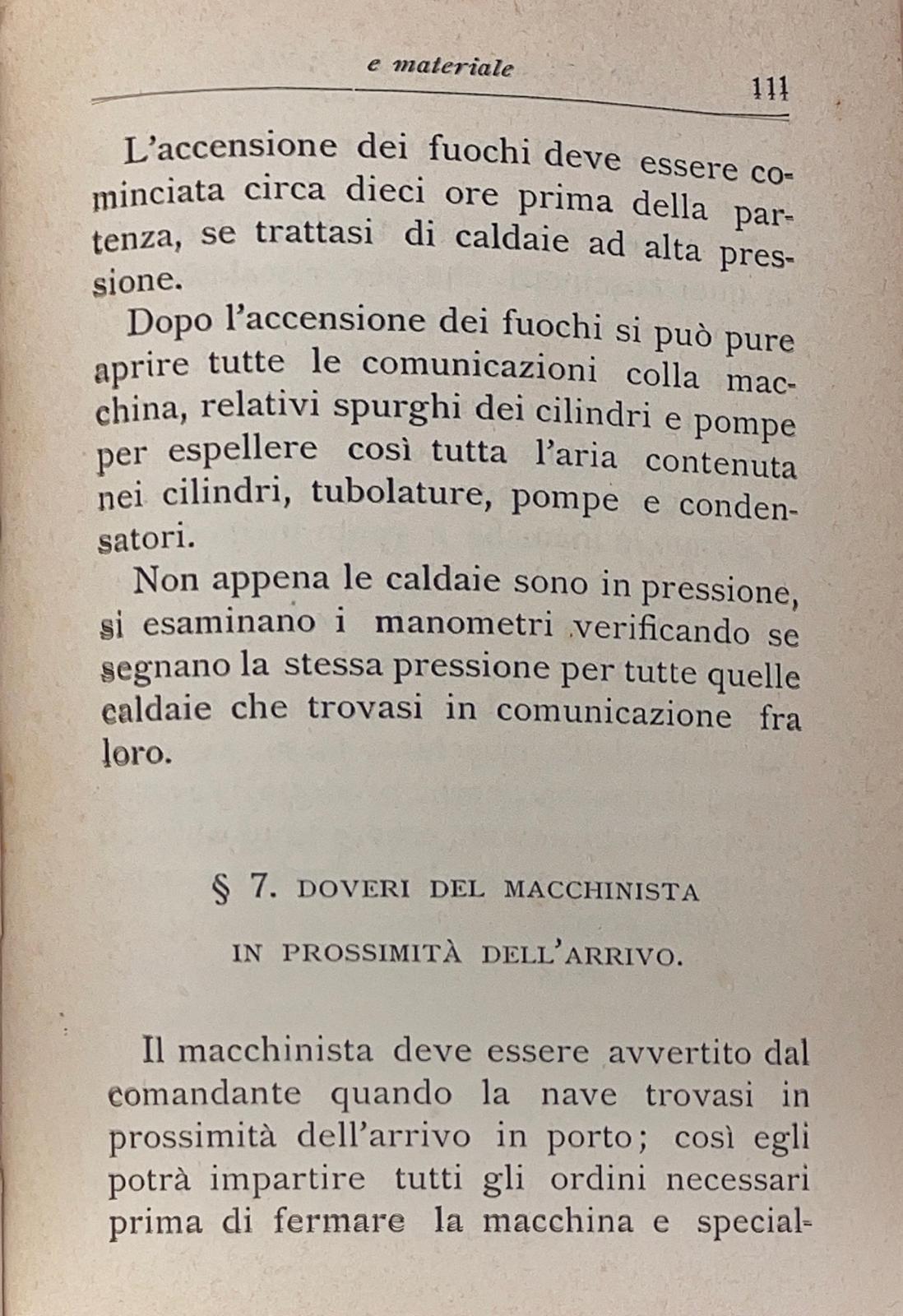 Doveri del macchinista navale e materiali usati nelle macchine