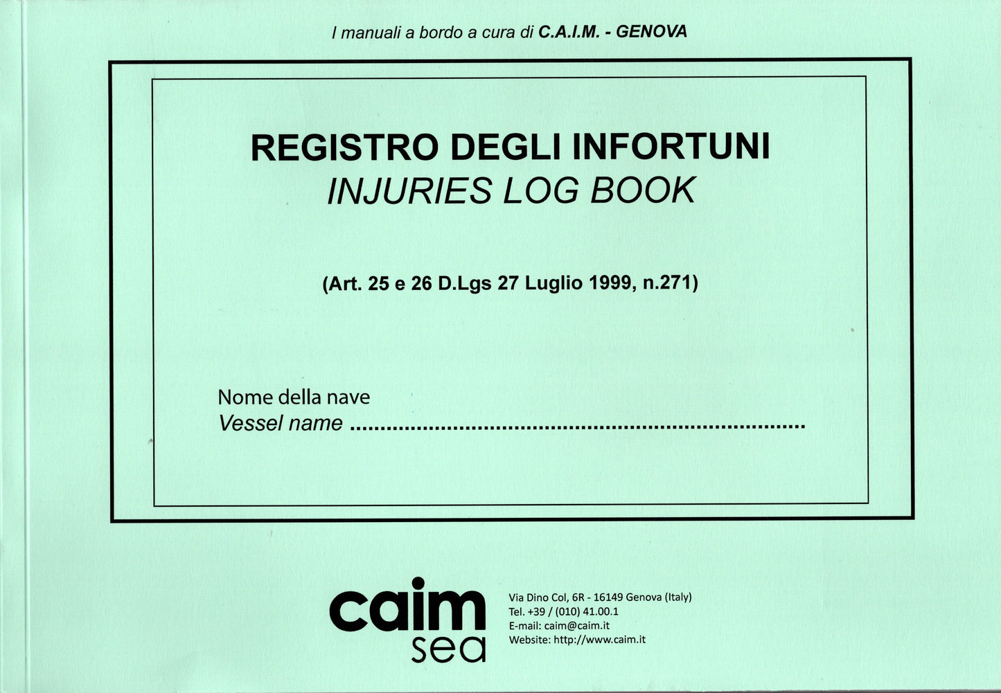 Registro infortuni - injuries log book