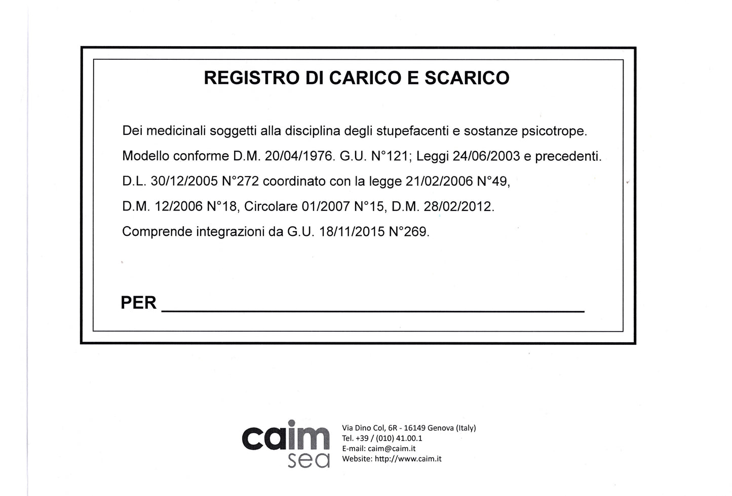 Registro carico scarico stupefacenti