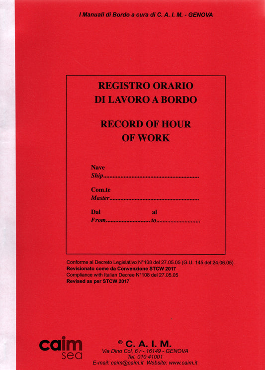Registro orario di lavoro - record of hgour of work