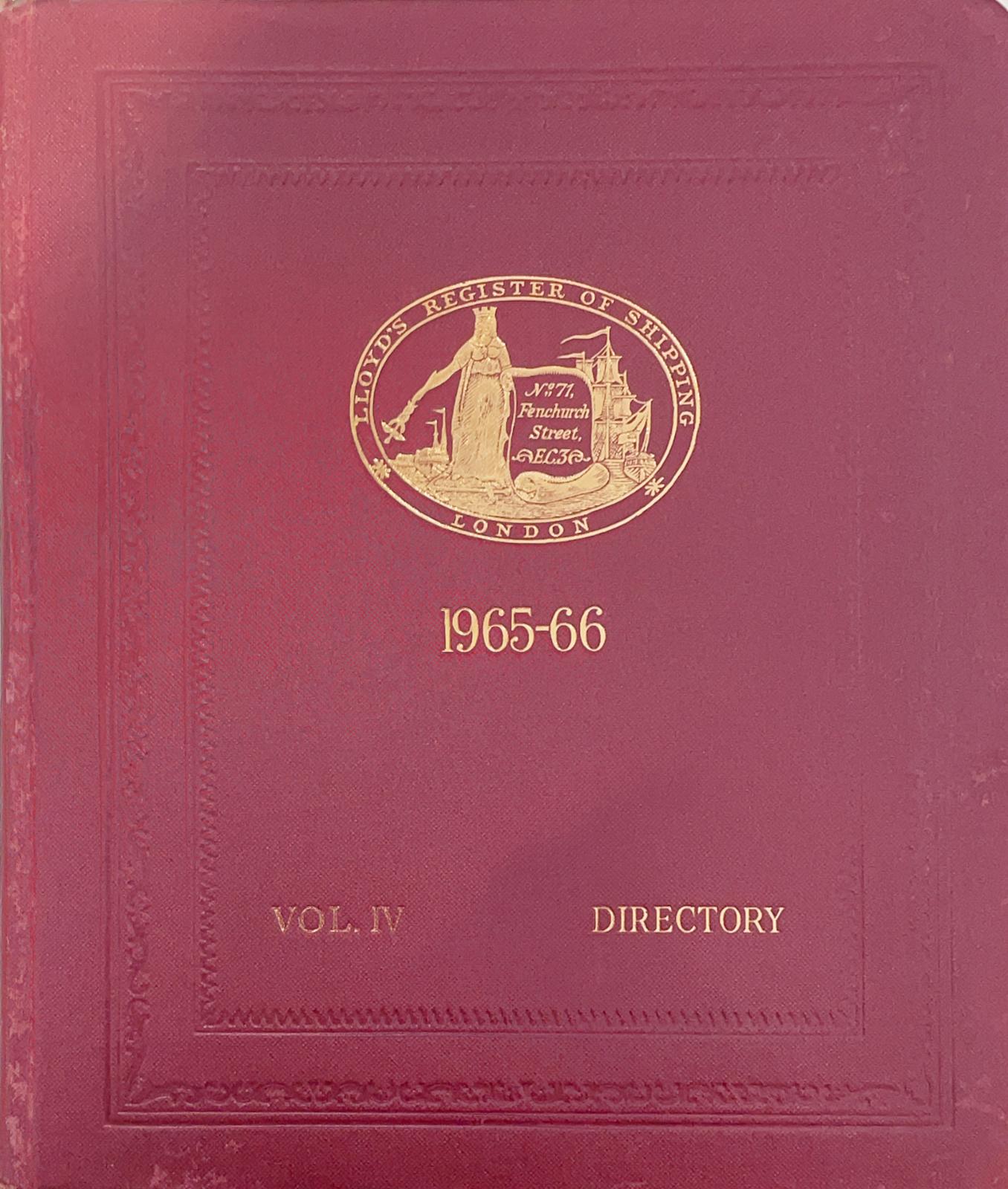 Register book 1965-66 volume IV DIRECTORY