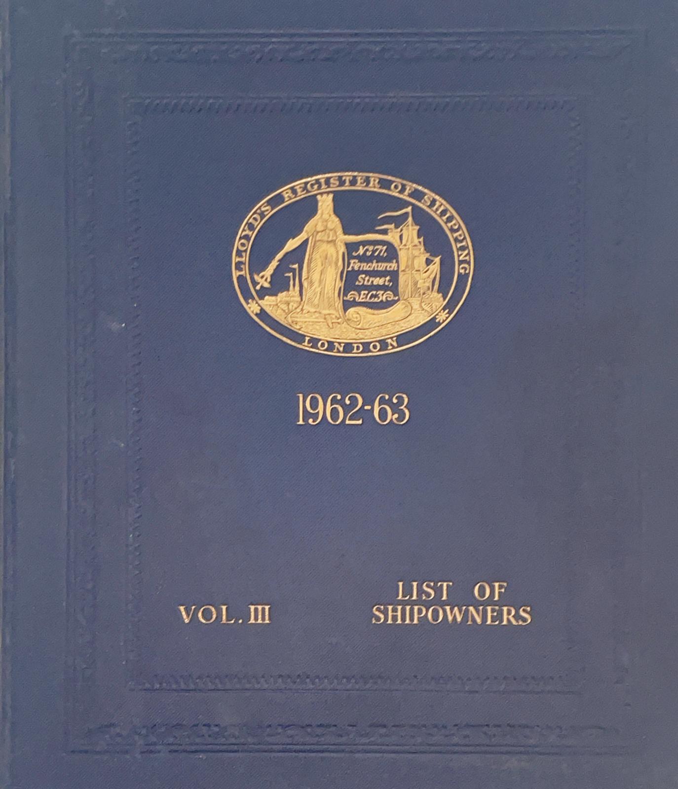Register book 1962-63 volume III SHIPOWNERS