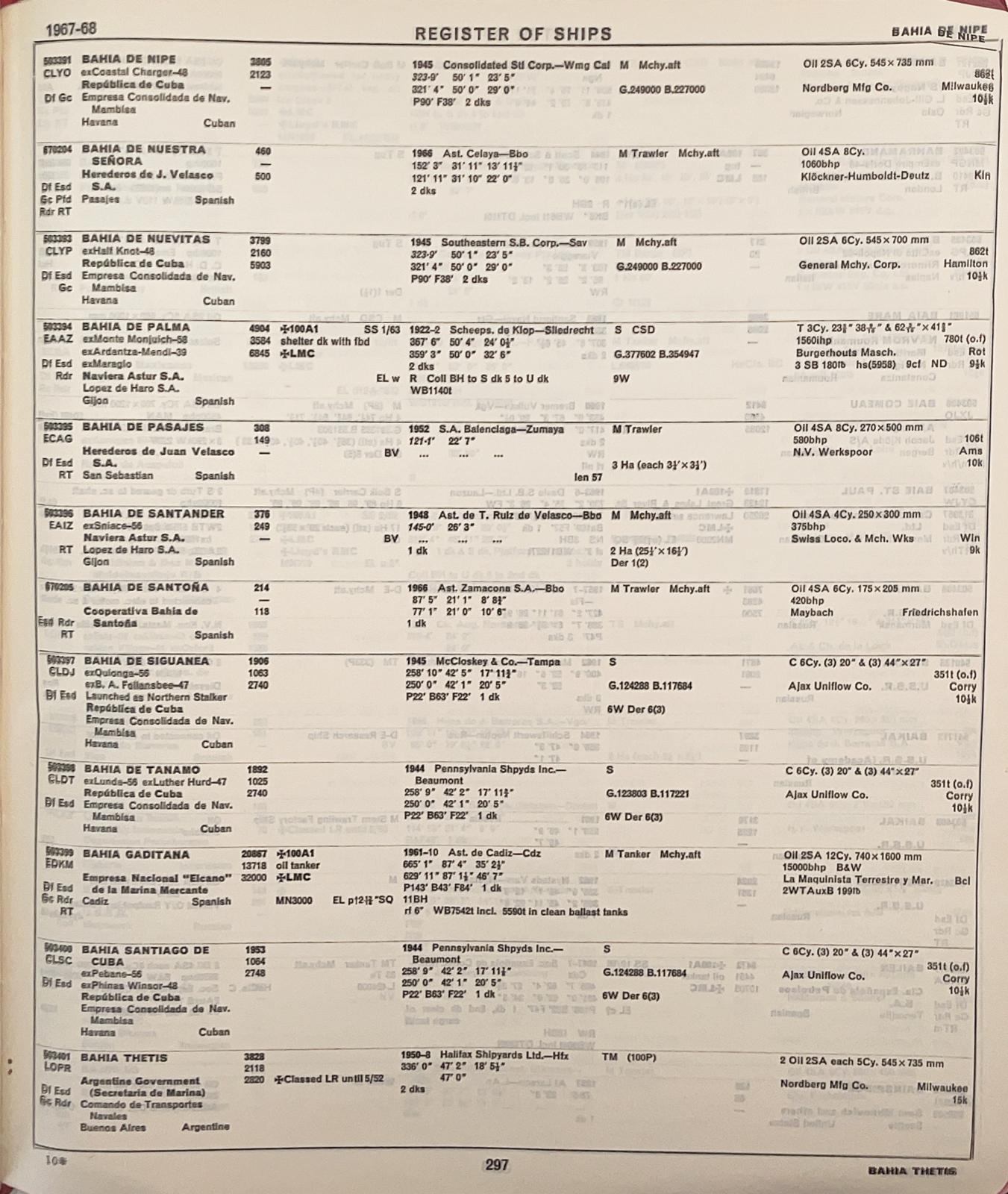 Register of ships 1967-68