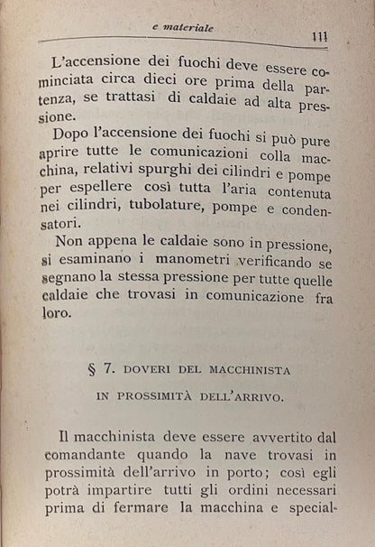 Doveri del macchinista navale e materiali usati nelle macchine