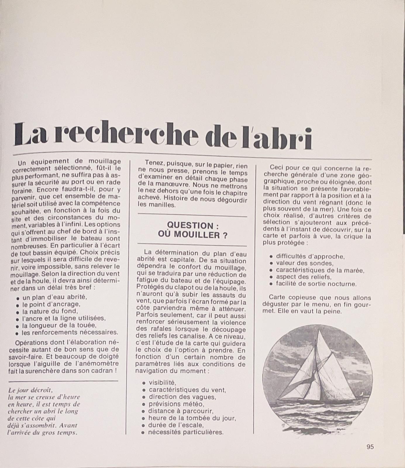 Mouillage equipement et technique