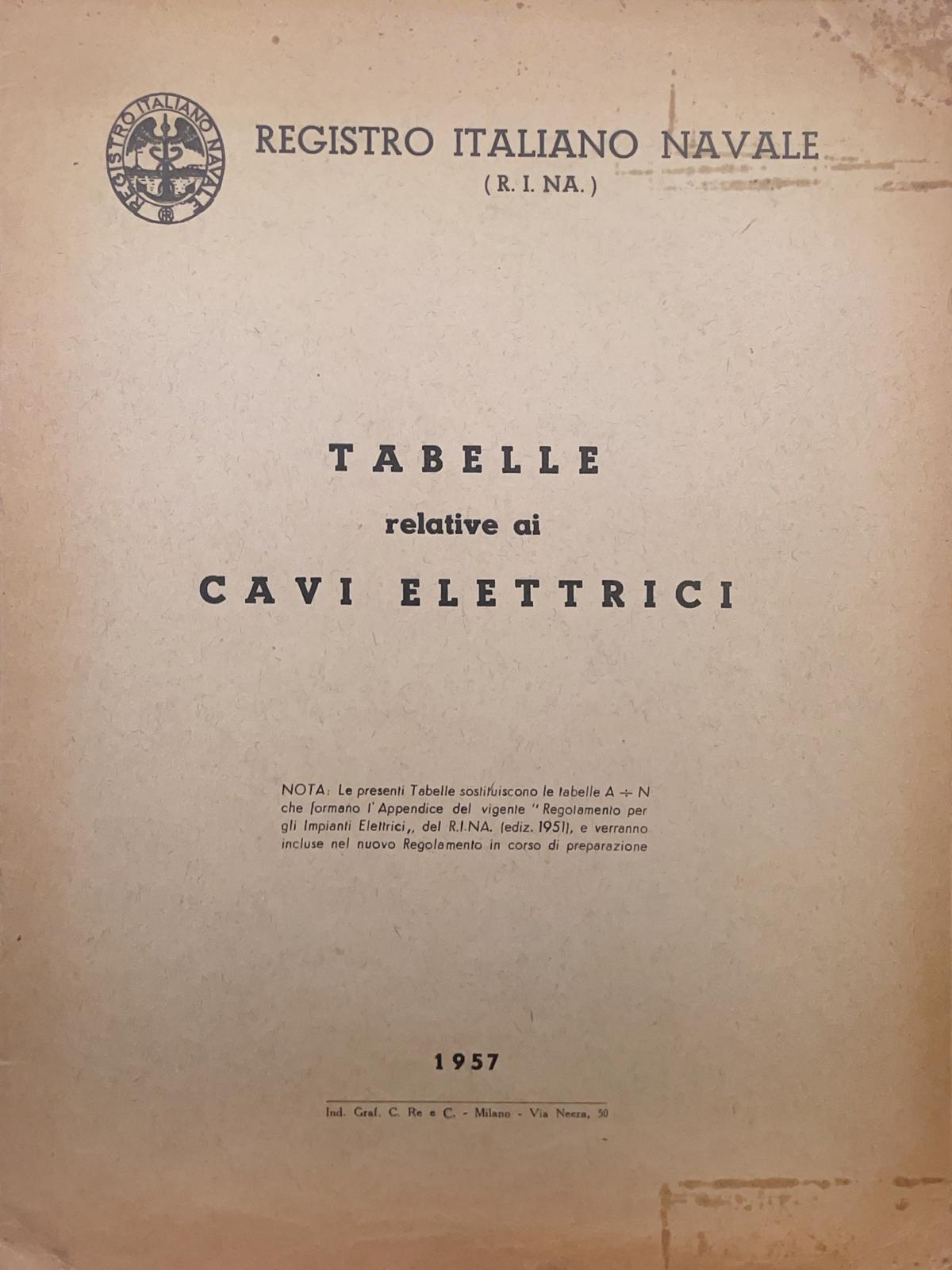 Tabelle relative ai cavi elettrici