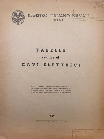 Tabelle relative ai cavi elettrici