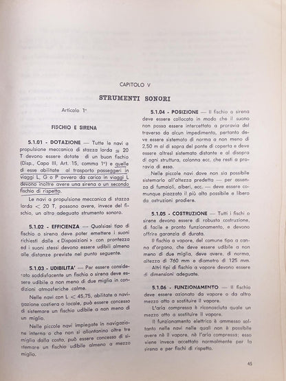 Norme sui mezzi di segnalazione (Fanali-Segnali di lontananza-Bandiere-Strumenti sonori)