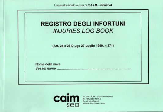 Registro infortuni - injuries log book